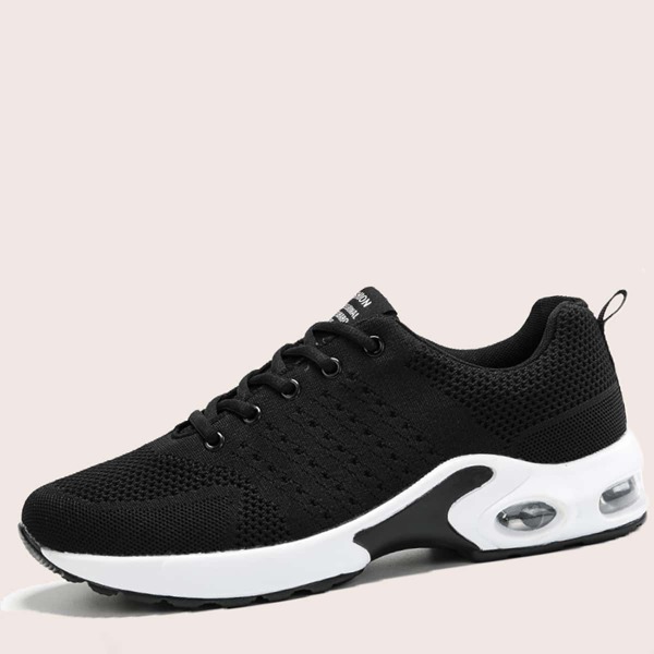 

Men Lace-up Front Knit Sneakers, Black