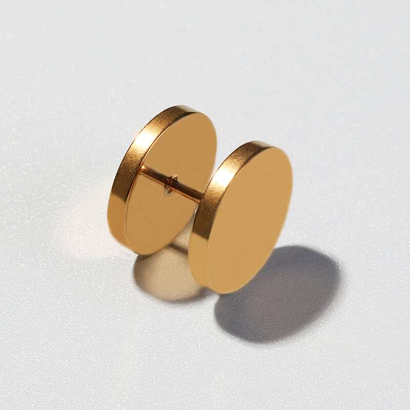 

1pc Round Plug Earrings, Gold