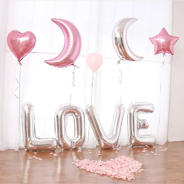 

6pcs Love Design Party Balloon Set, Multicolor