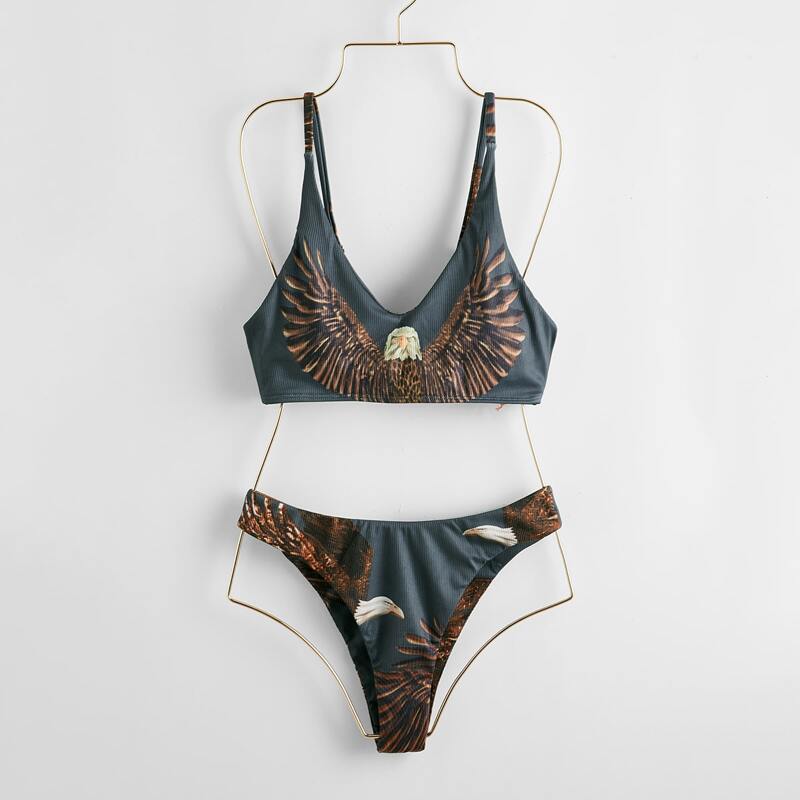 

Eagle Print Bikini Swimsuit, Multicolor