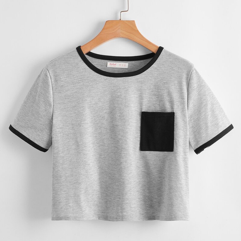 

Pocket Ringer Crop Tee, Multicolor