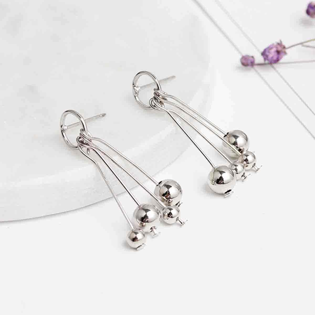 

Beaded Tassel Drop Earrings, Silver
