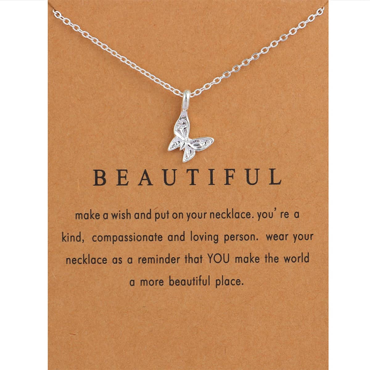 

Butterfly Pendant Necklace, Silver