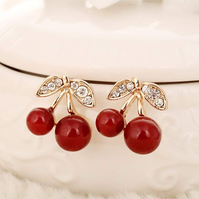 

Cherry Drop Earrings, Red