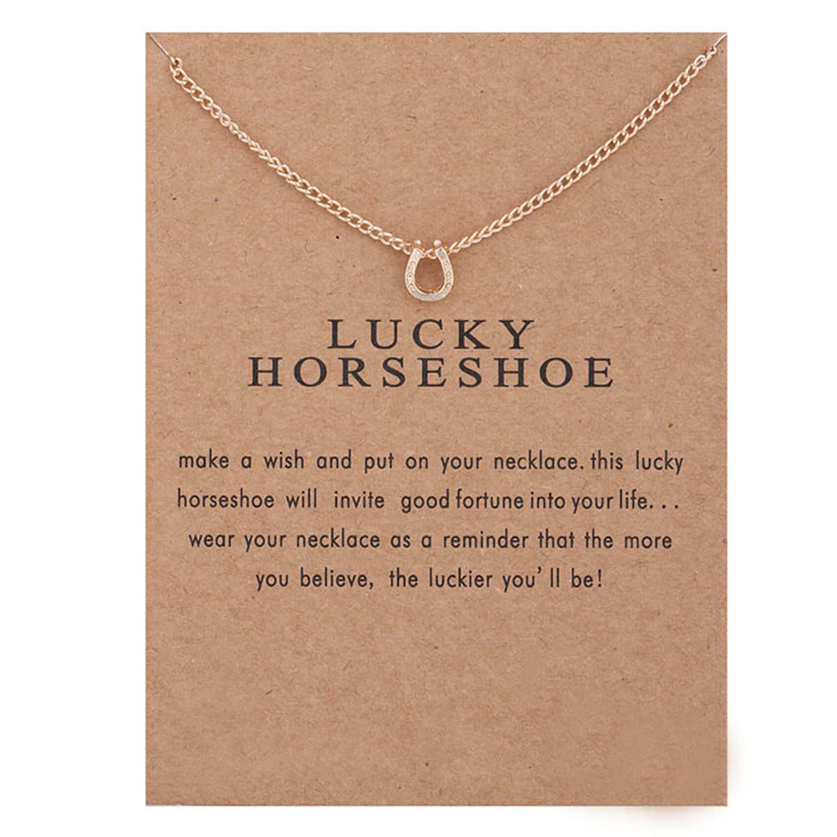 

Horseshoe Pendant Necklace, Gold