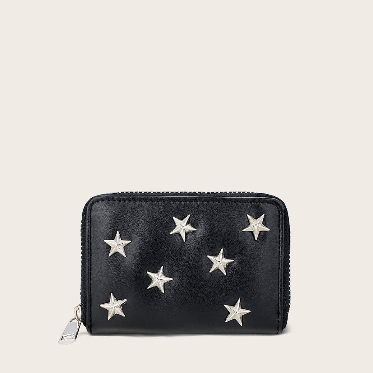 

Star Zip Around Purse, Black