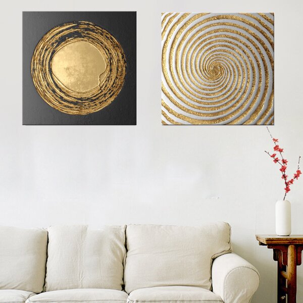 

2pcs Geometric Pattern Wall Painting Without Frame, Multicolor