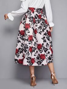 SHEIN Clasi Falda estampada con flores y pliegues en forma de caja - Multicolor - Ver 2