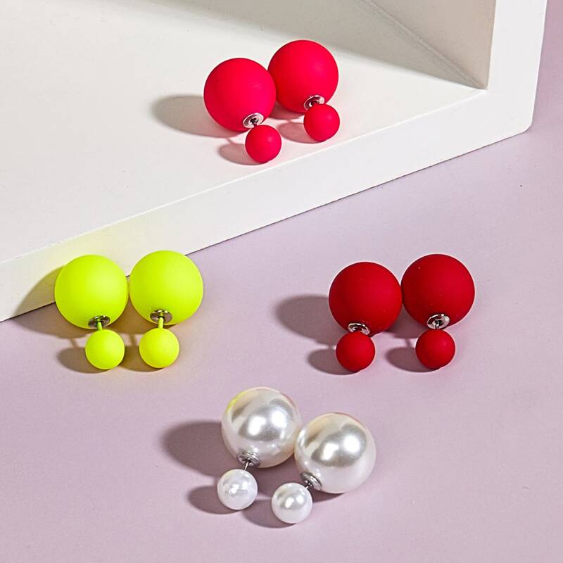 

4pairs Ball Ear Jacket, Multicolor