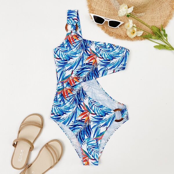 

Tropical Ring Linked One Piece Swimsuit, Blue