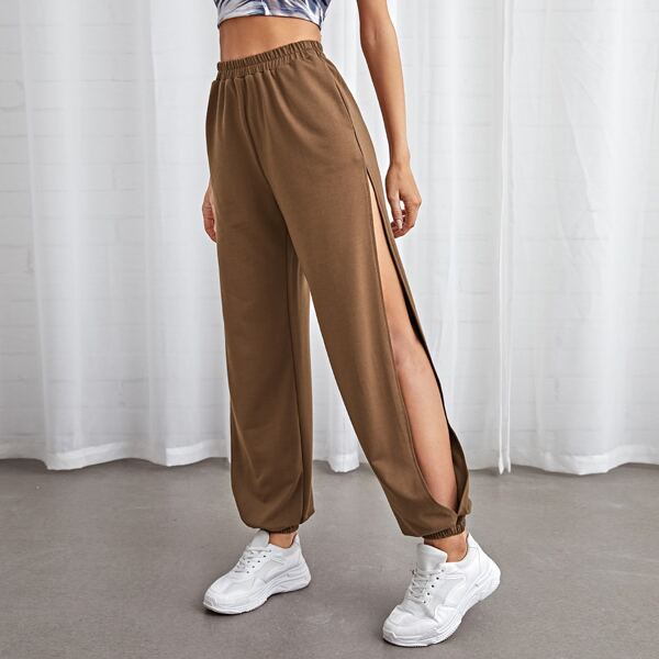 

Split Lantern Hem Sweatpants, Brown
