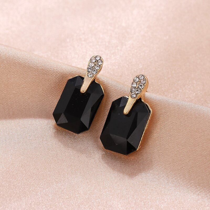 

Gemstone Drop Earrings, Black
