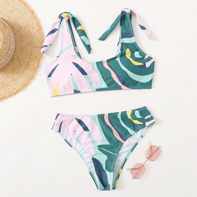 

Tropical Print Bikini Swimsuit, Multicolor