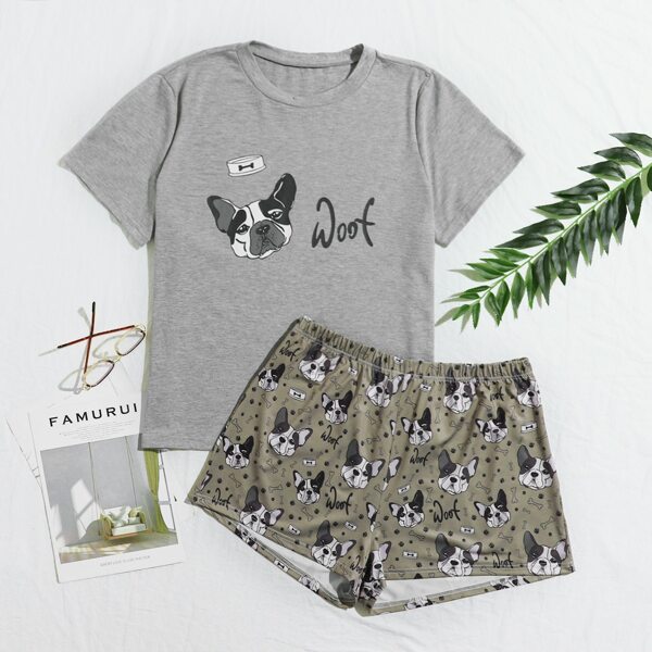 

Plus Cartoon And Letter Graphic Pajama Set, Multicolor