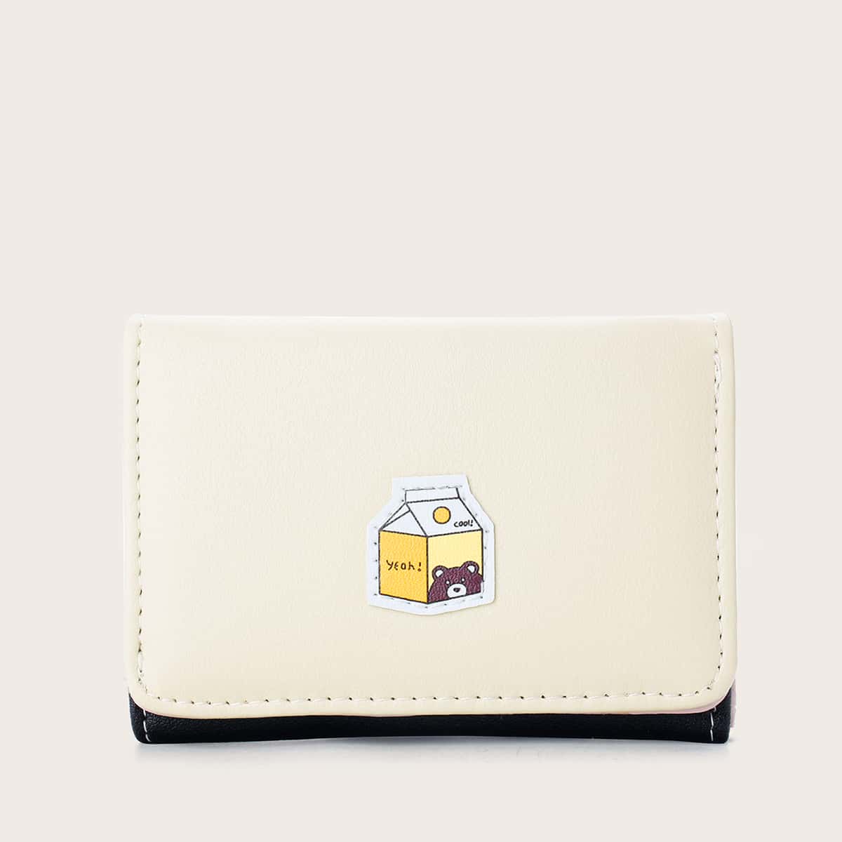 

Colorblock Fold Over Purse, Black and white