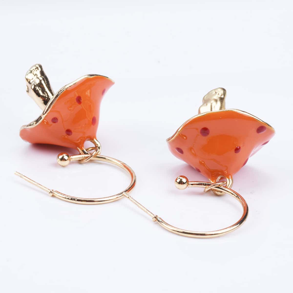 

Mushroom Drop Earrings, Orange