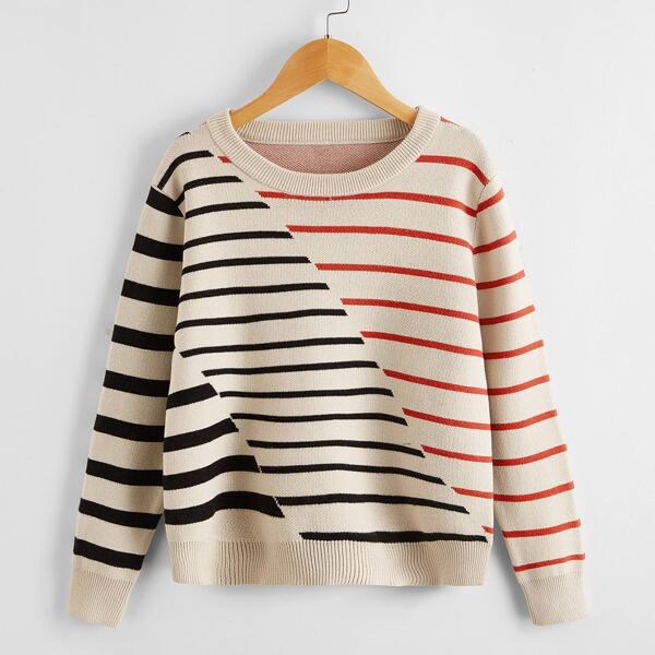 

Boys Striped Pattern Round Neck Sweater, Multicolor