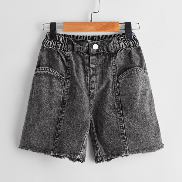 

Toddler Boys Raw Hem Denim Shorts, Dark grey