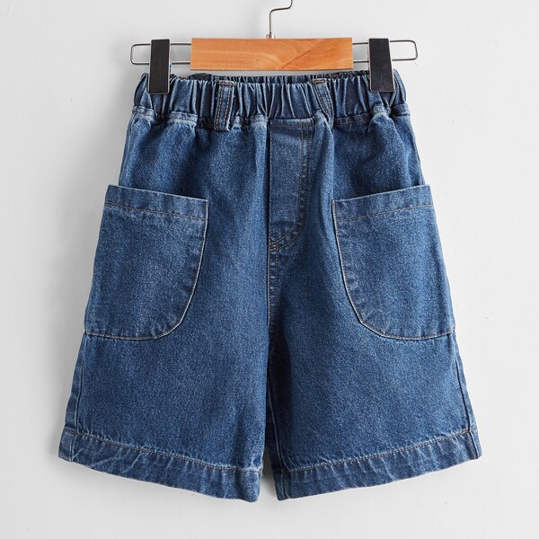 

Toddler Boys Pocket Patched Denim Shorts, Medium wash