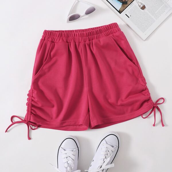 

Drawstring Side Track Shorts, Hot pink