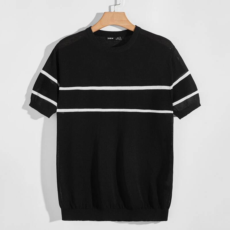 

Guys Stripe Pattern Sweater, Black