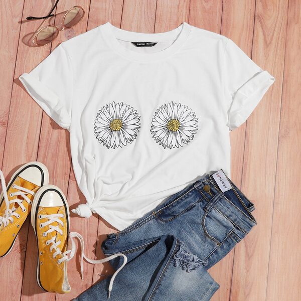 

Floral Print Tee, White