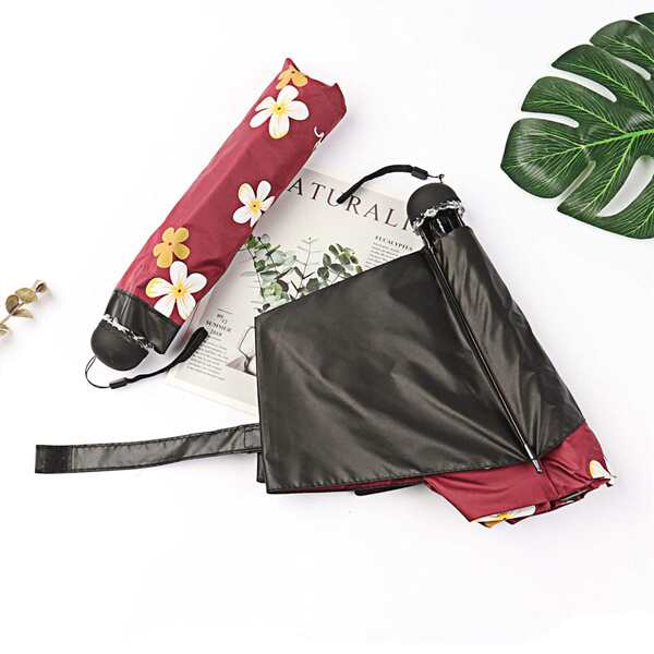 

Flower Print Sunscreen Umbrella, Burgundy