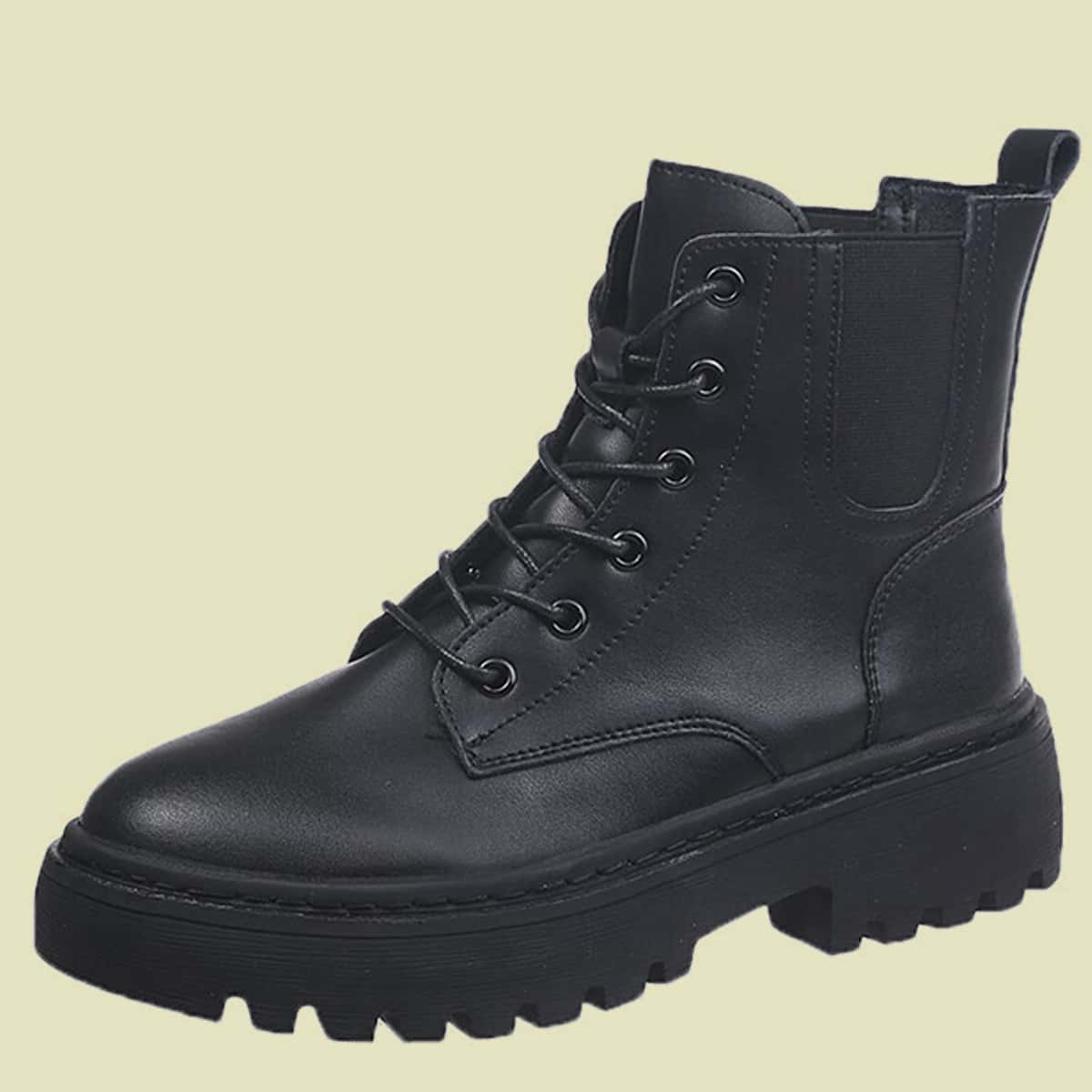 

Lug Sole Combat Boots, Black