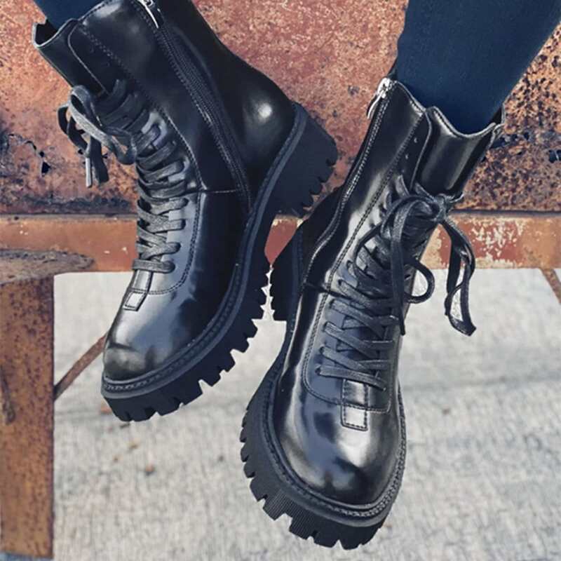

Lug Sole Combat Boots, Black