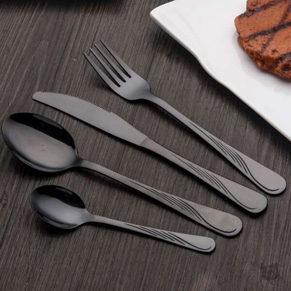 

4pcs Stainless Steel Cutlery Set, Black
