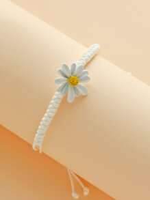 女孩花朵裝飾繩索手鐲 - 白色 - 查看 1
