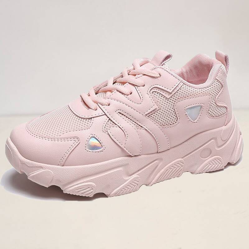 

Lace-up Mesh Chunky Sneakers, Baby pink