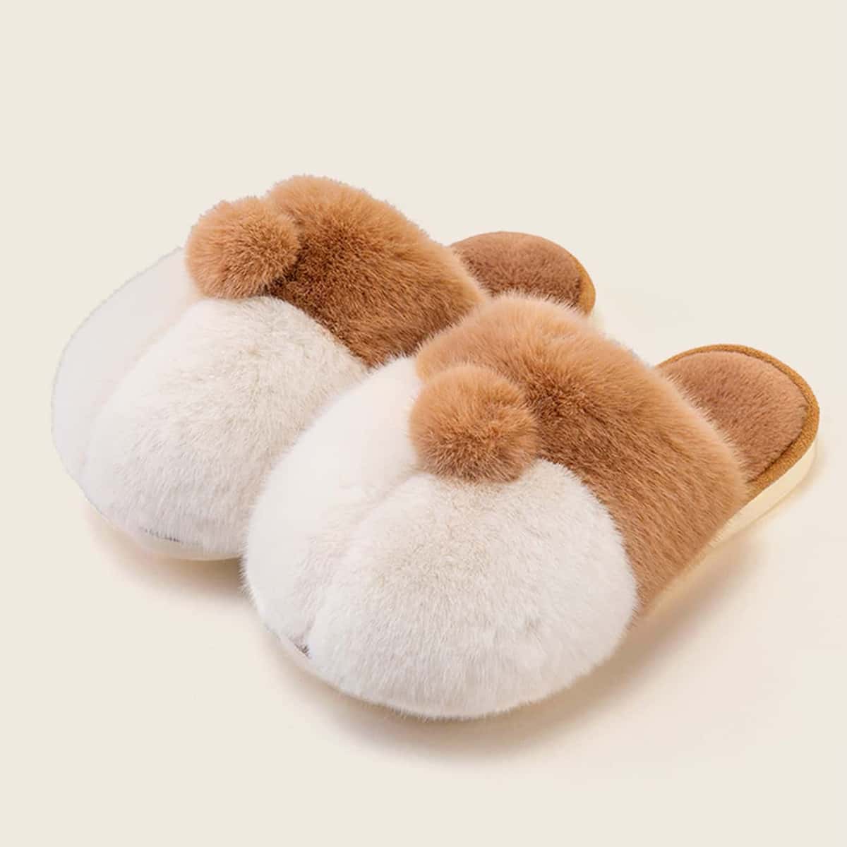 

Cartoon Corgi Fluffy Slippers, Multicolor