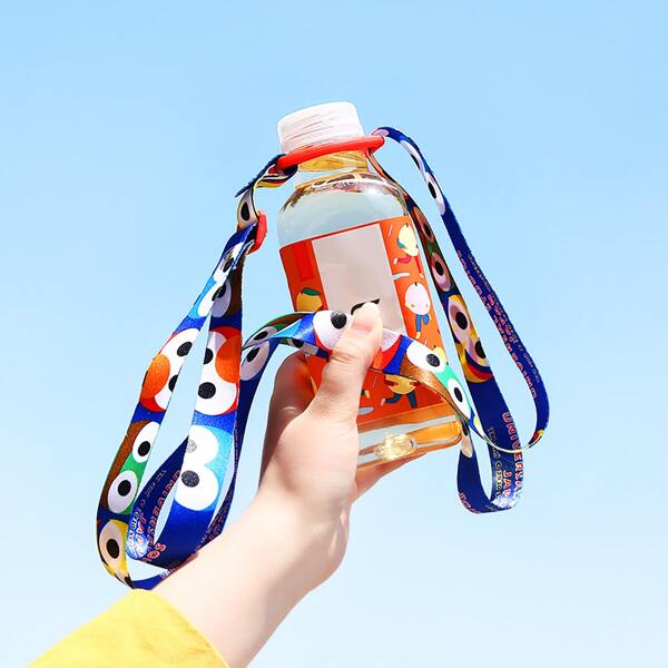 

1pc Cartoon Graphic Water Bottle Shoulder Strap, Blue