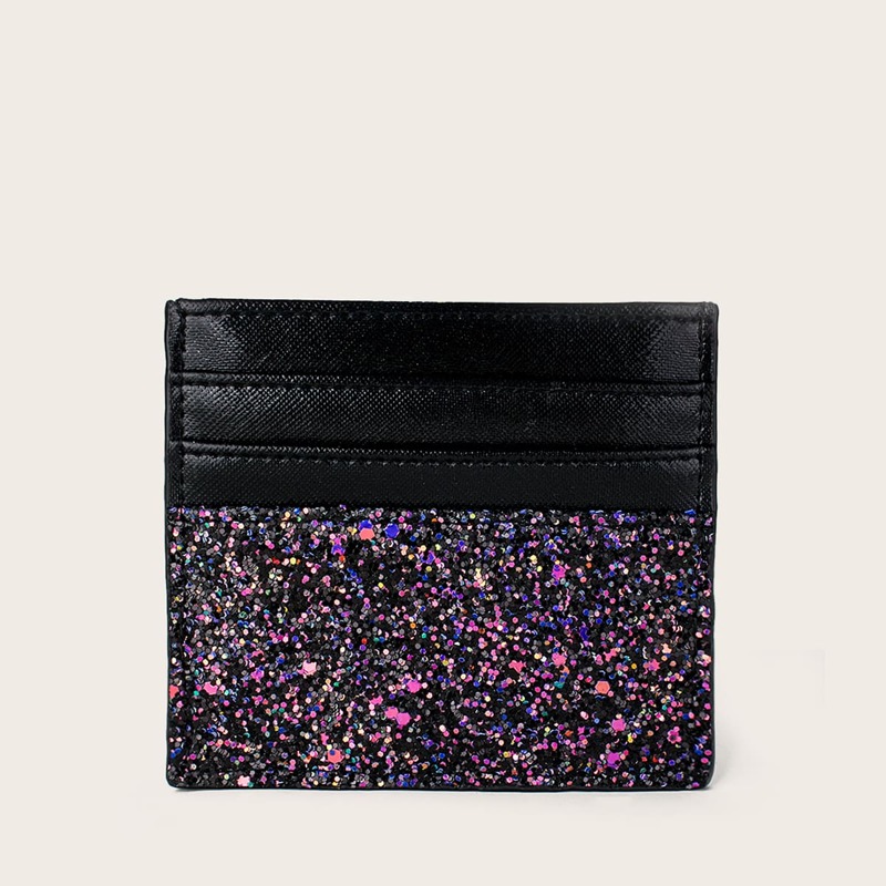 

Glitter Coin Purse With Card Holder, Black