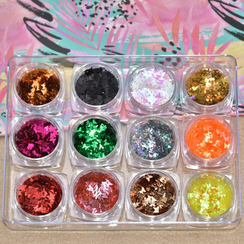 

12boxes Butterfly Sequin Nail Art Decoration, Multicolor