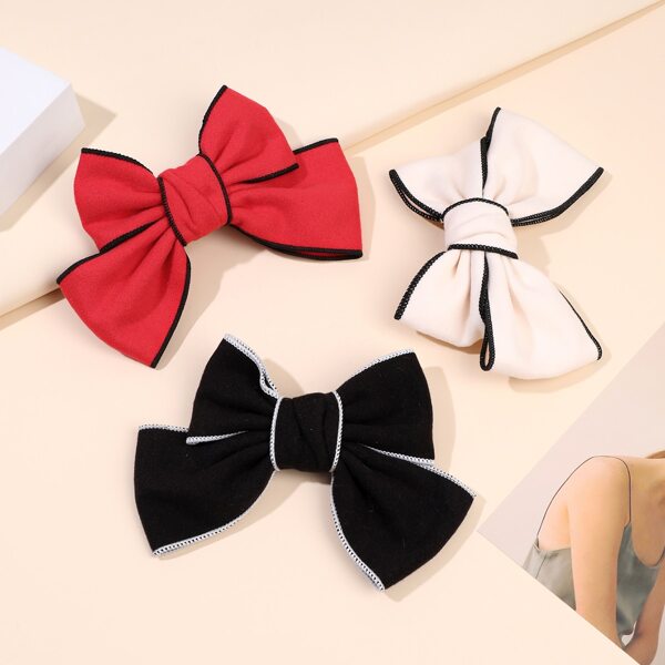 

3pcs Bow Decor Hair Clip, Multicolor