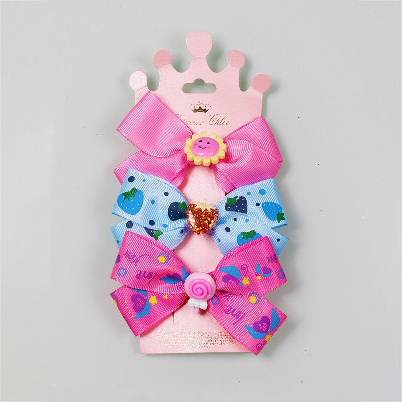 

3pcs Cartoon Bow Shaped Hair Clip, Multicolor