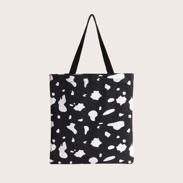 

Large Capacity Two Tone Shopper Bag, Black and white