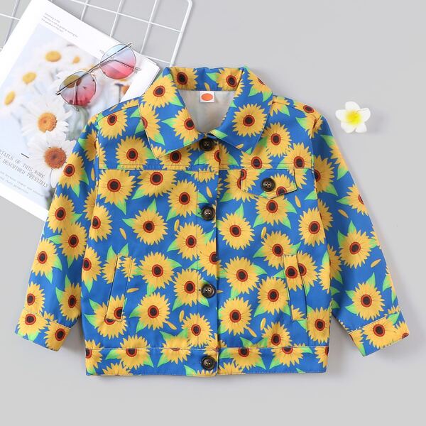 

Toddler Girls Sunflower Print Button Up Jacket, Multicolor