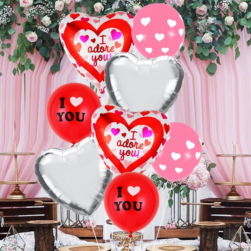 

10pcs Heart Balloon Set, Multicolor