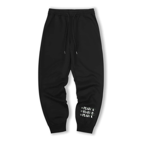 

Men Letter Graphic Drawstring Waist Sweatpants, Black