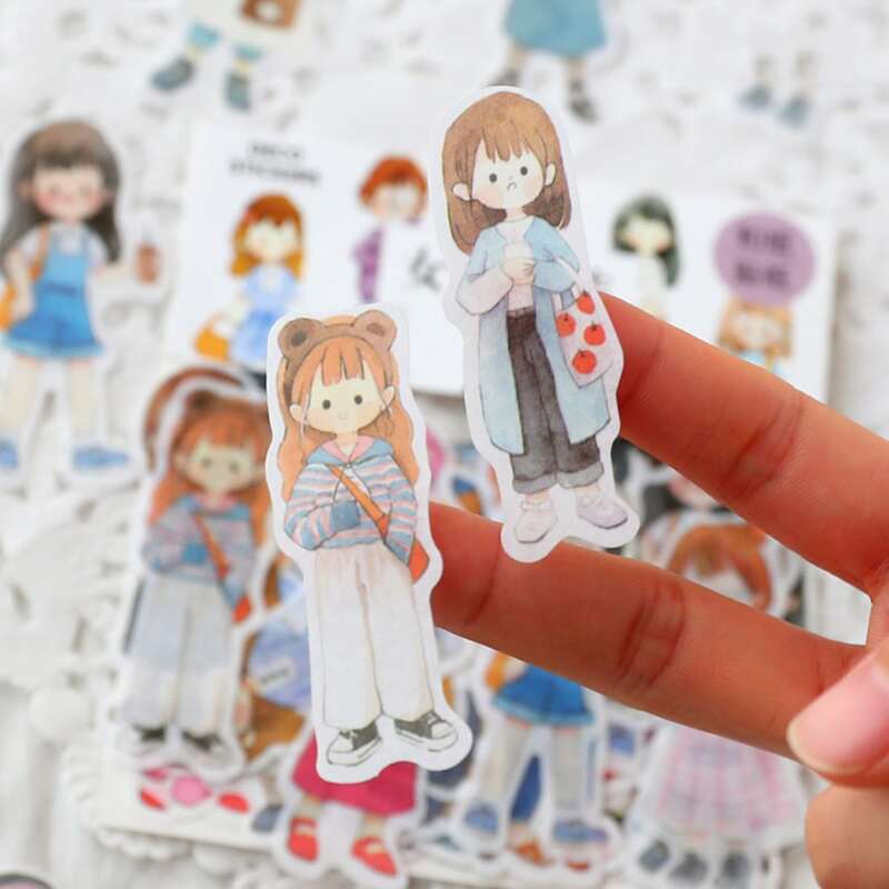

51pcs Random Cute Girl Sticker, Multicolor
