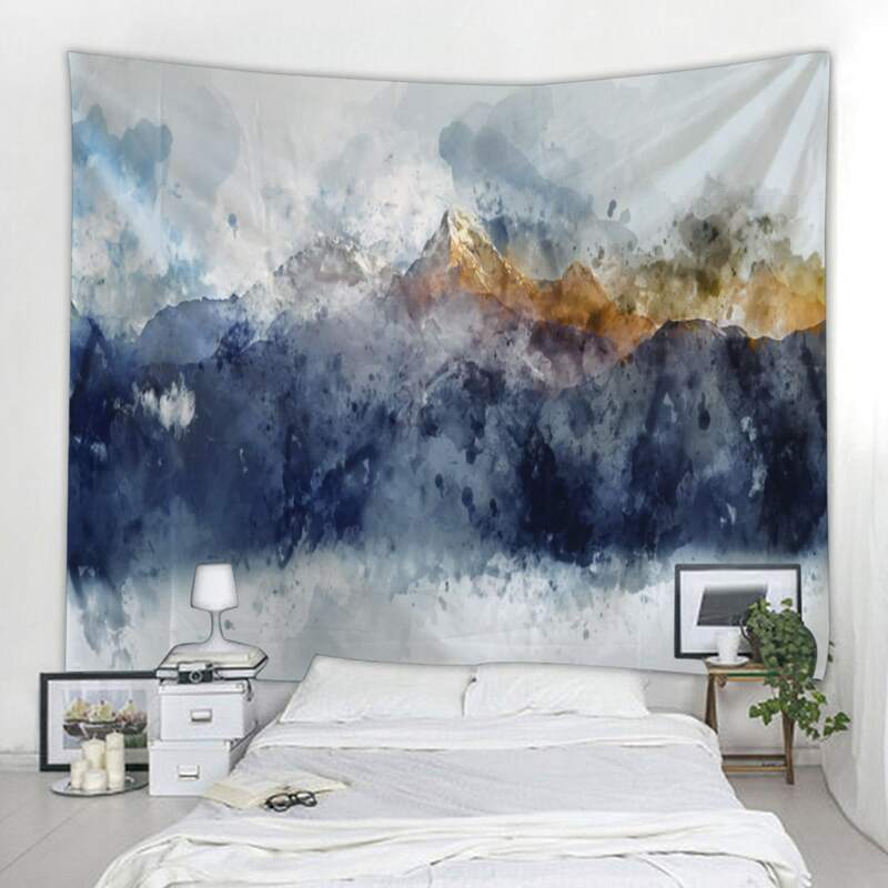 

Wash Mountain Painting Print Tapestry, Multicolor
