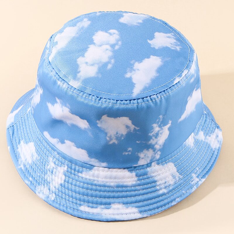 

Guys Cloud Print Bucket Hat, Blue and white