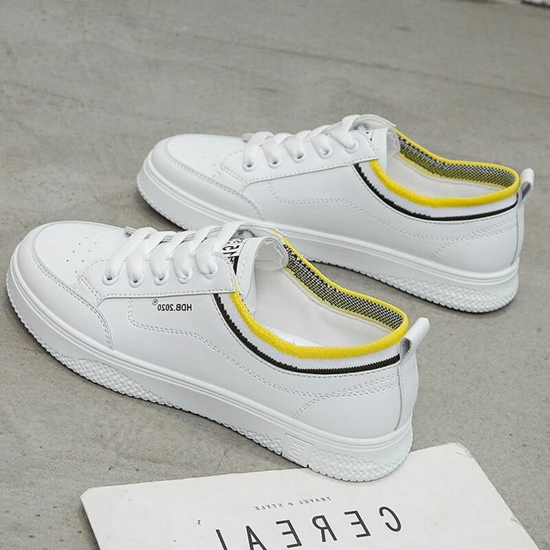 

Striped Trim Lace-up Skate Shoes, White