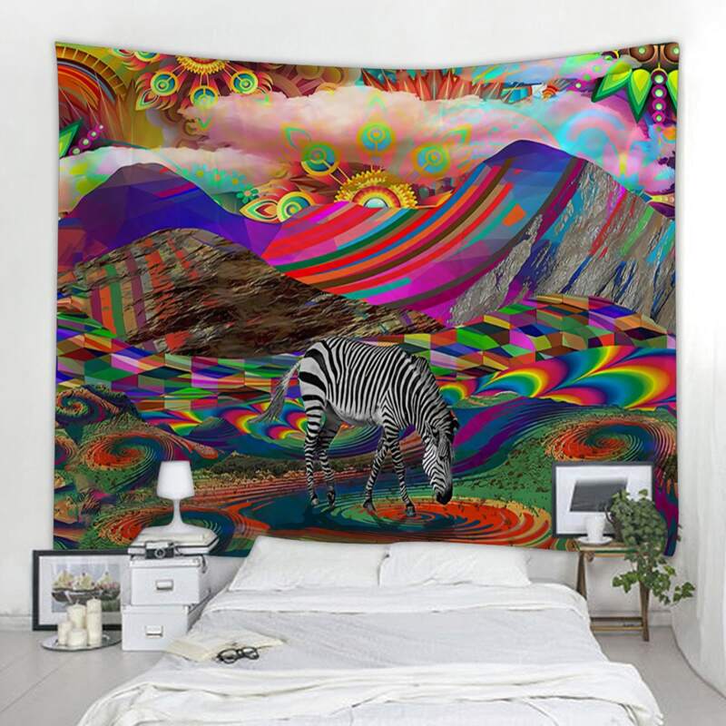

Zebra Print Colorblock Tapestry, Multicolor