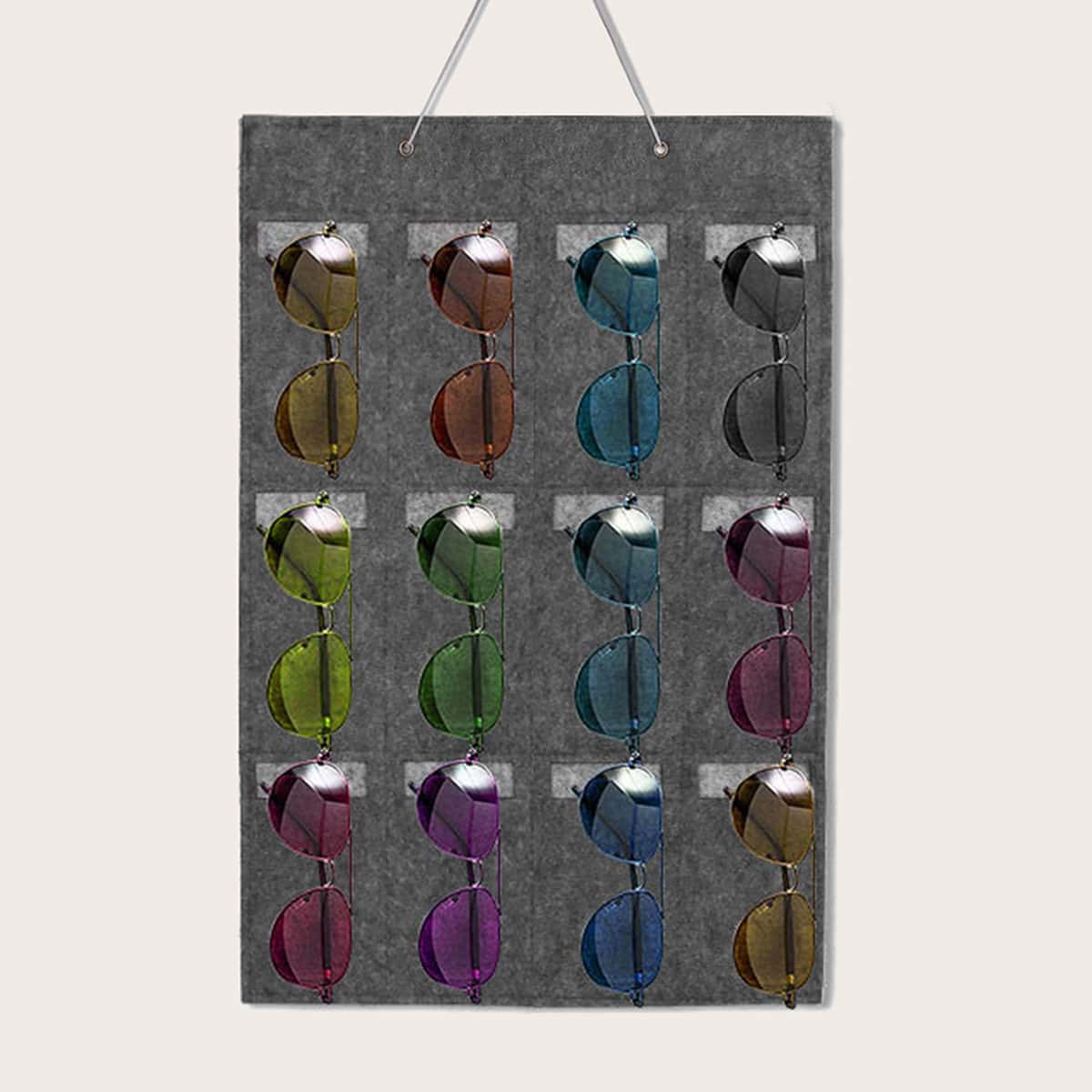 

1pc Hanging Sunglasses Storage Bag, Dark grey