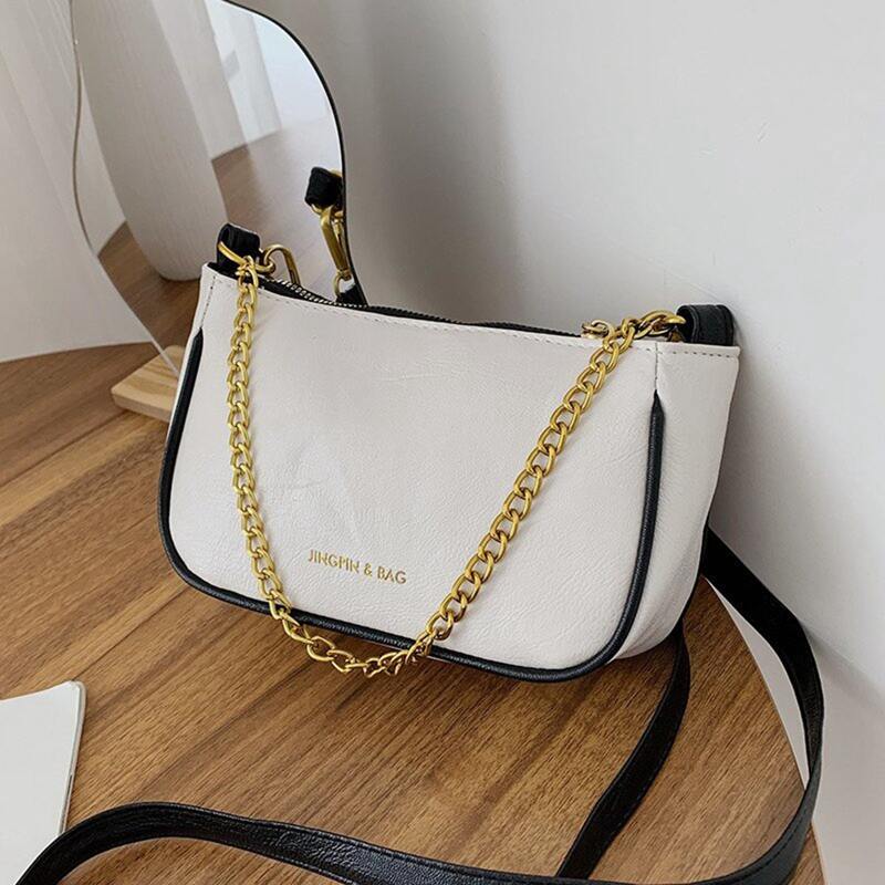

Piping Trim Shoulder Bag, White