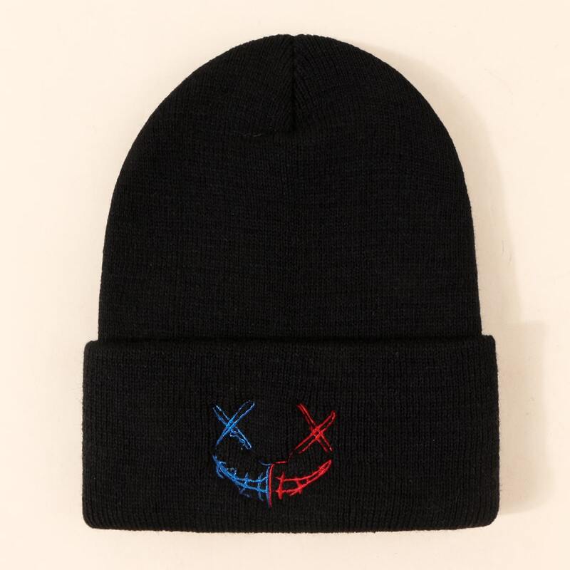 

Guys Grimace Embroidery Knitted Beanie, Black